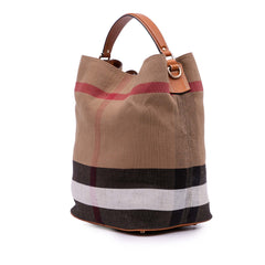 Medium Mega Check Canvas Ashby Bucket Bag