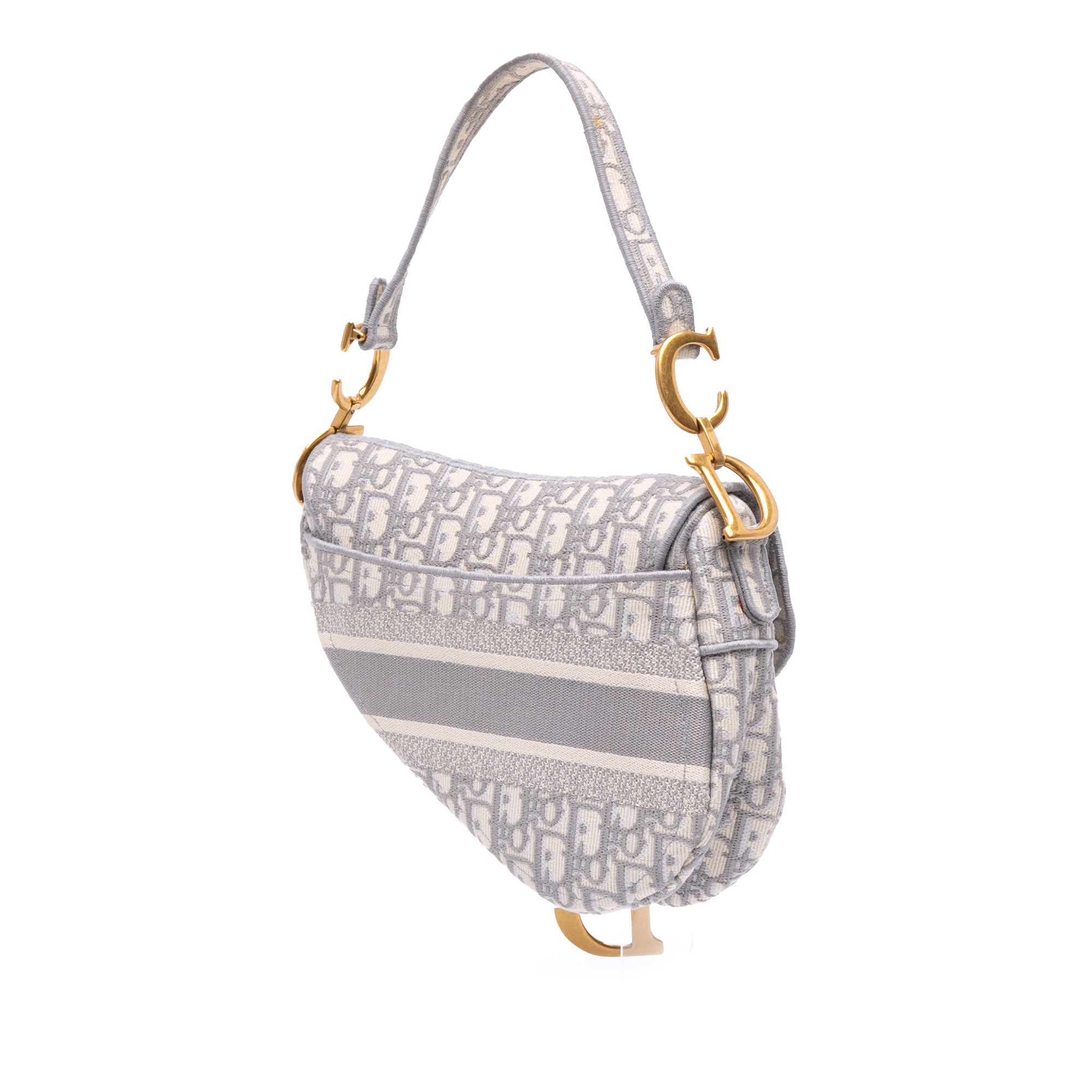 Oblique Canvas Embroidered Saddle Bag