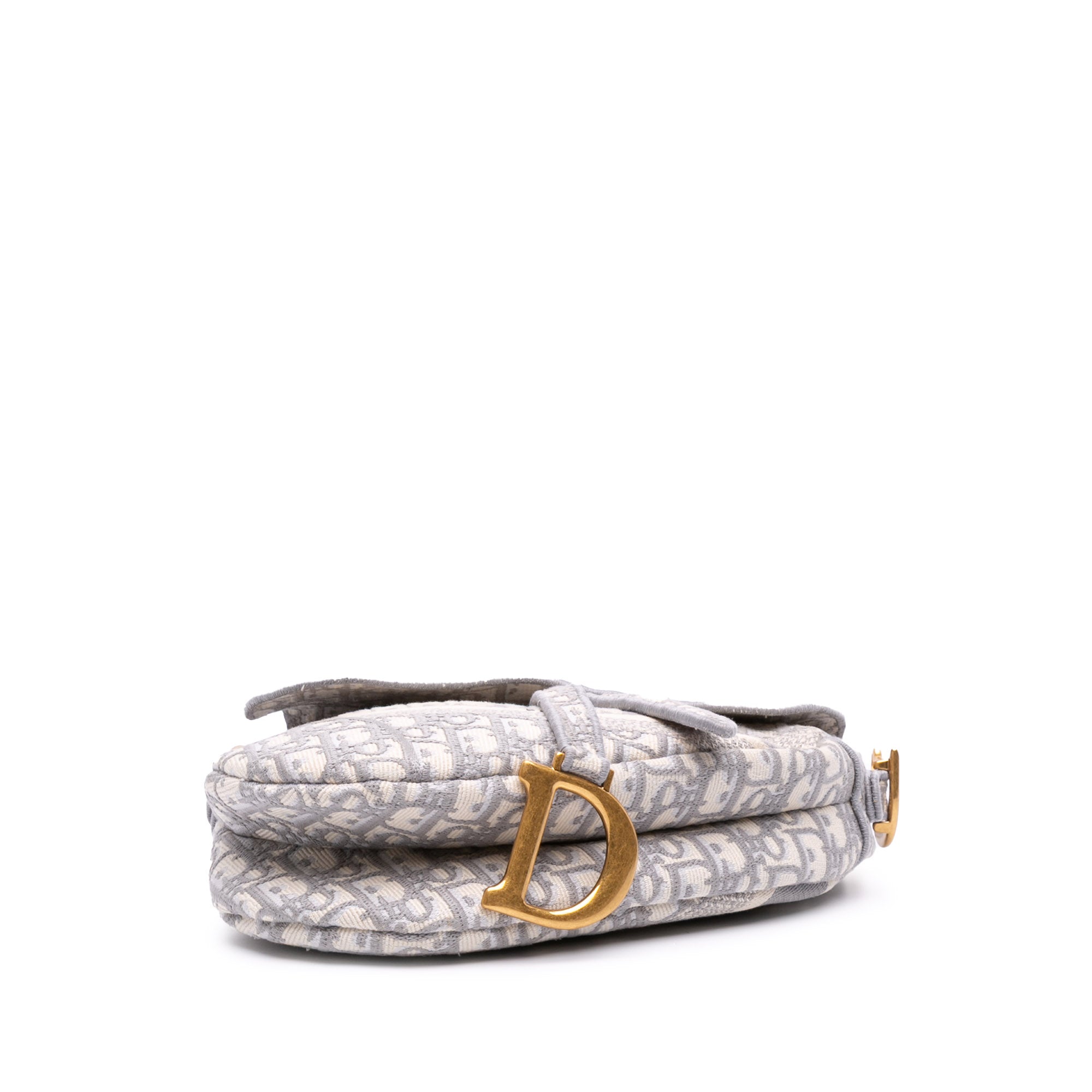 Oblique Canvas Embroidered Saddle Bag