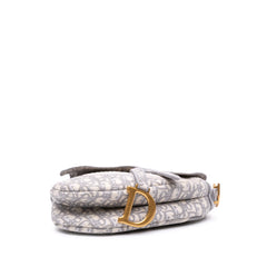 Oblique Canvas Embroidered Saddle Bag