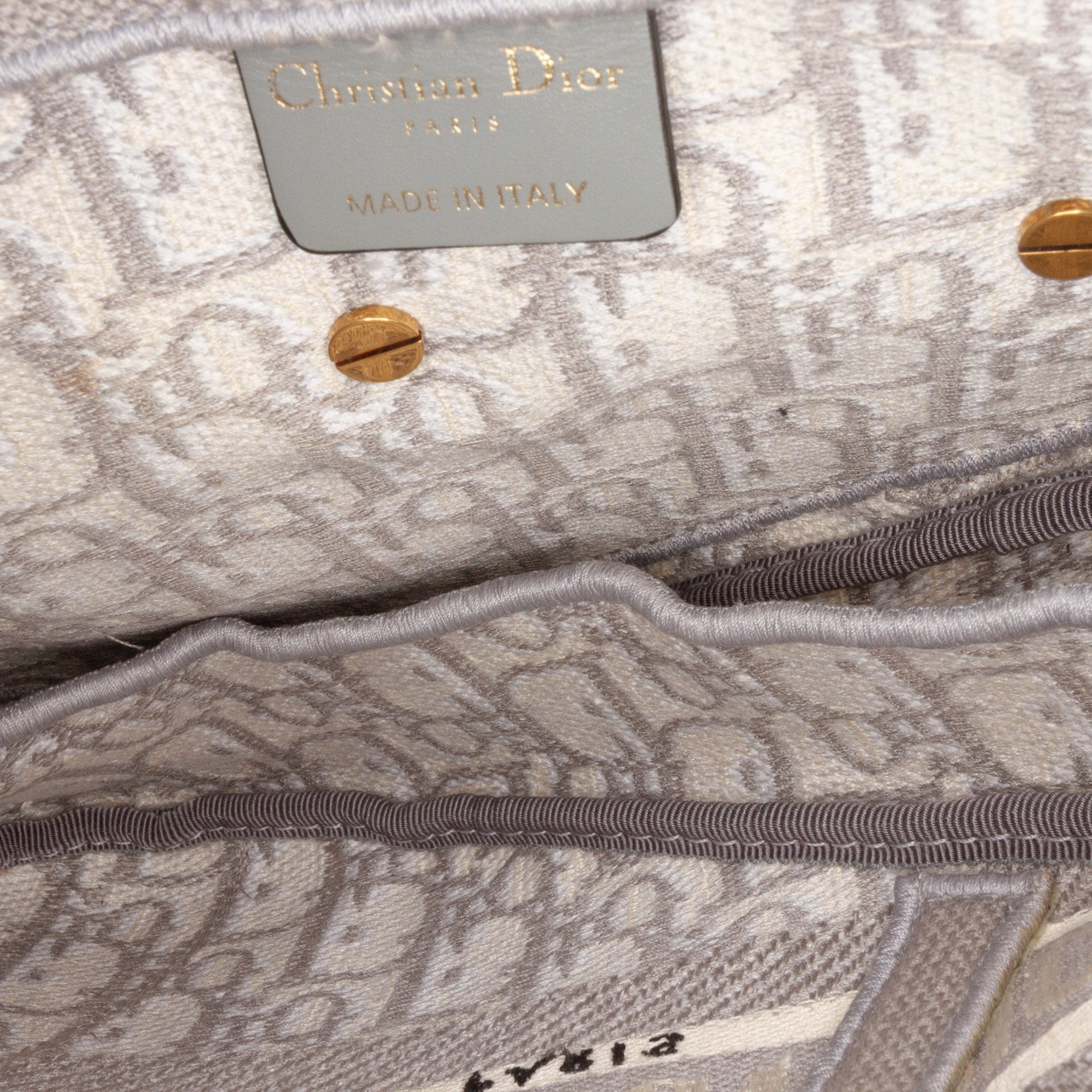 Oblique Canvas Embroidered Saddle Bag