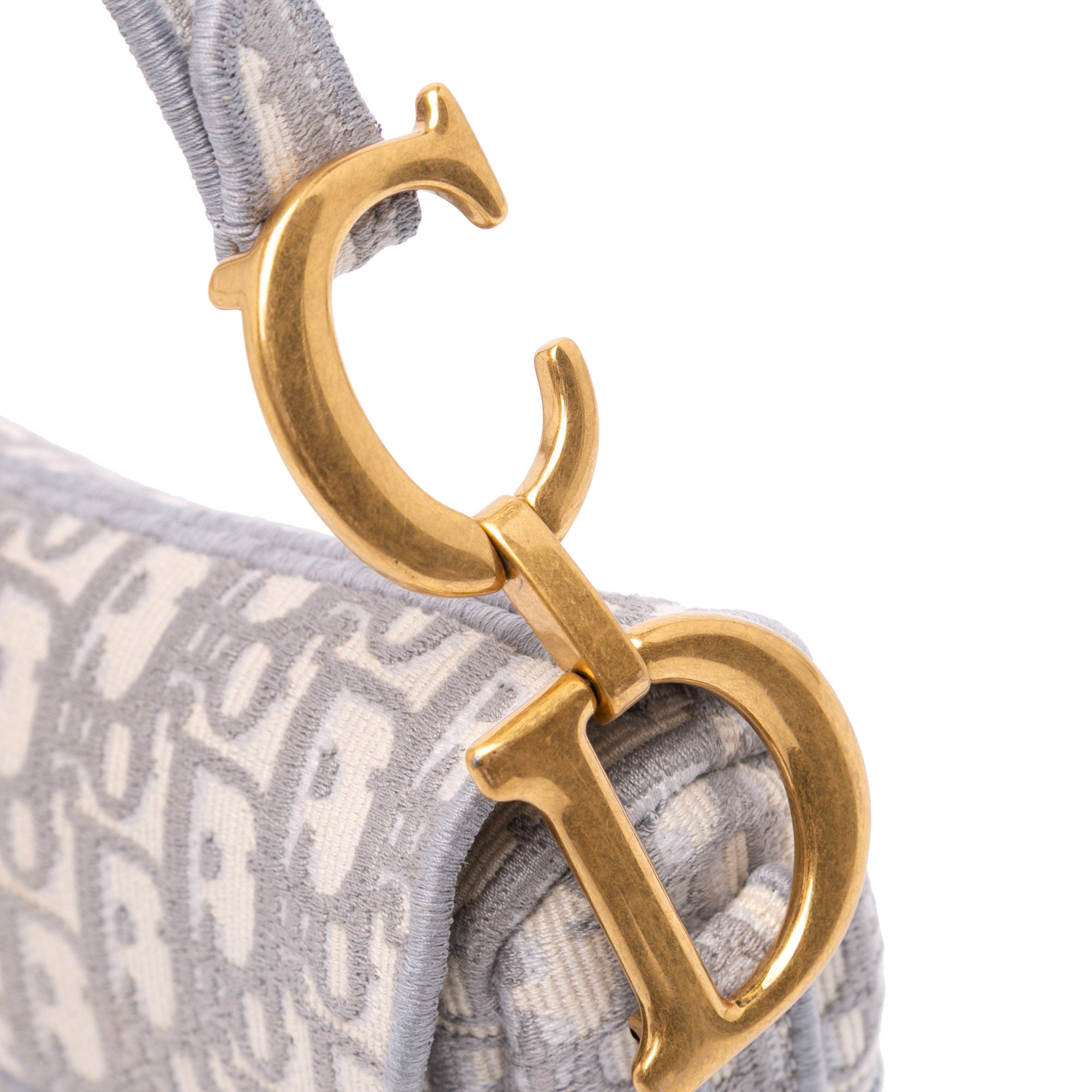 Oblique Canvas Embroidered Saddle Bag