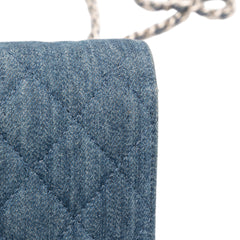 Quilted Denim Camellia Wallet On Chain Denim