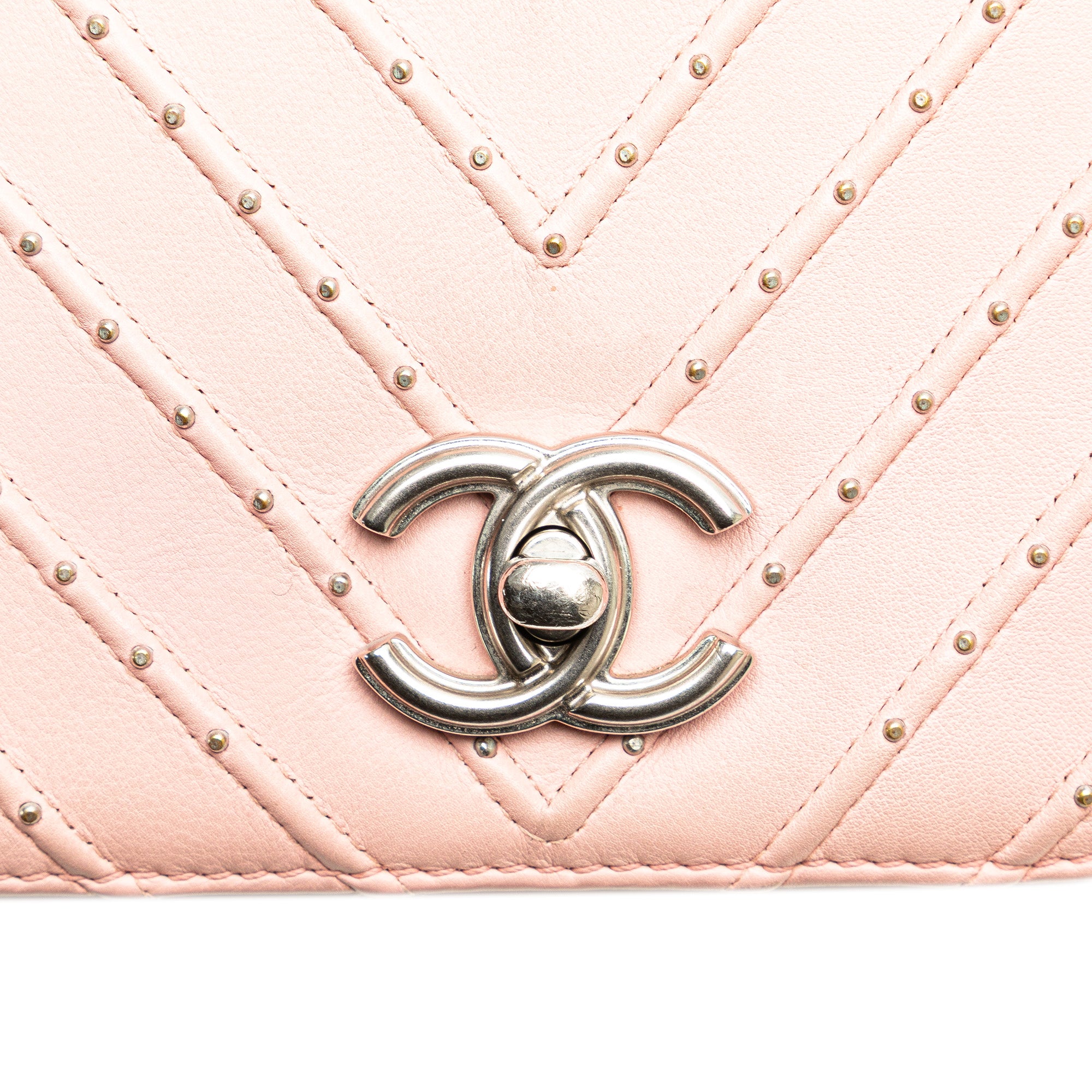 Chevron Calfskin Studded Full Flap