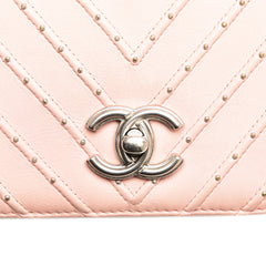 Chevron Calfskin Studded Full Flap