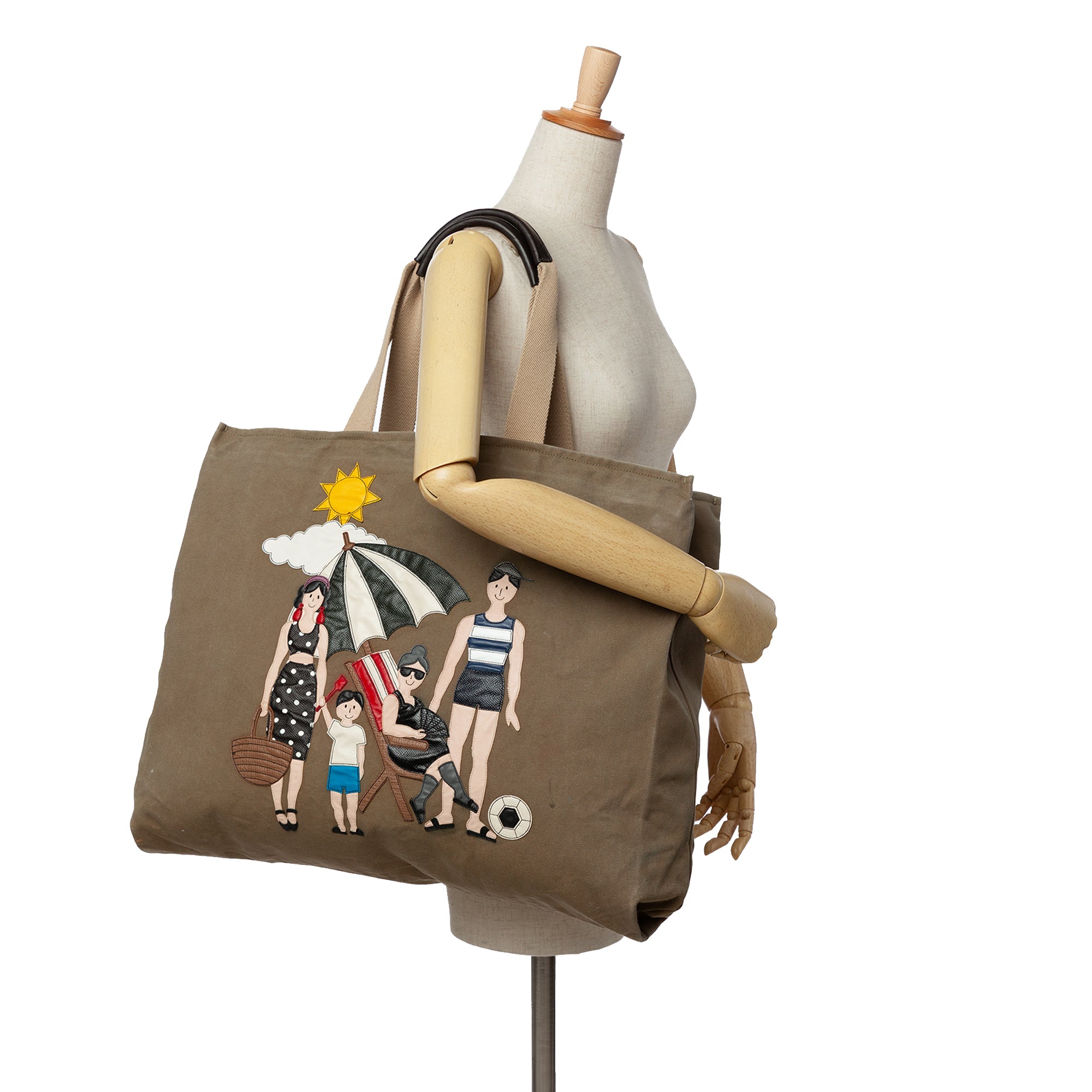 Canvas Family Beach Print Tote