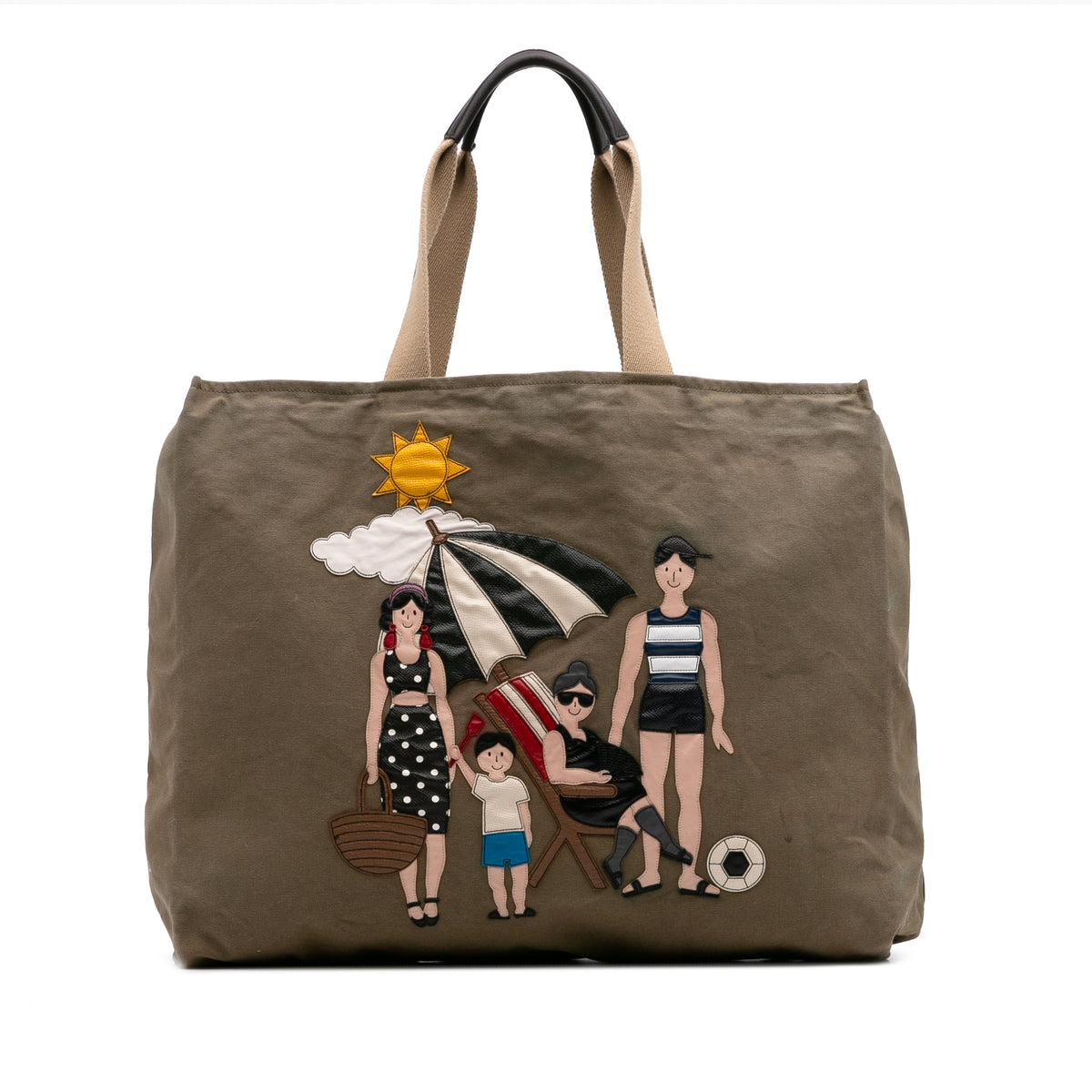 Canvas Family Beach Print Tote