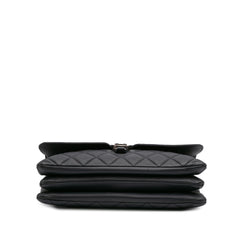 Small Quilted Grained Calfskin CC Round Clasp Accordion Flap