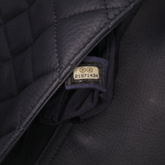Small Quilted Grained Calfskin CC Round Clasp Accordion Flap