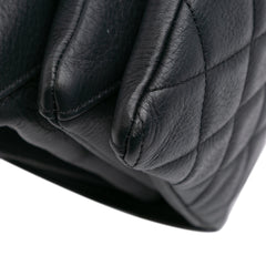 Small Quilted Grained Calfskin CC Round Clasp Accordion Flap