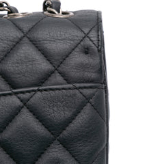 Small Quilted Grained Calfskin CC Round Clasp Accordion Flap