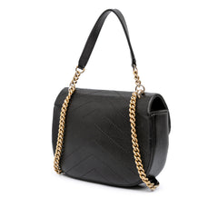 CC Chevron Calfskin Round Flap Satchel