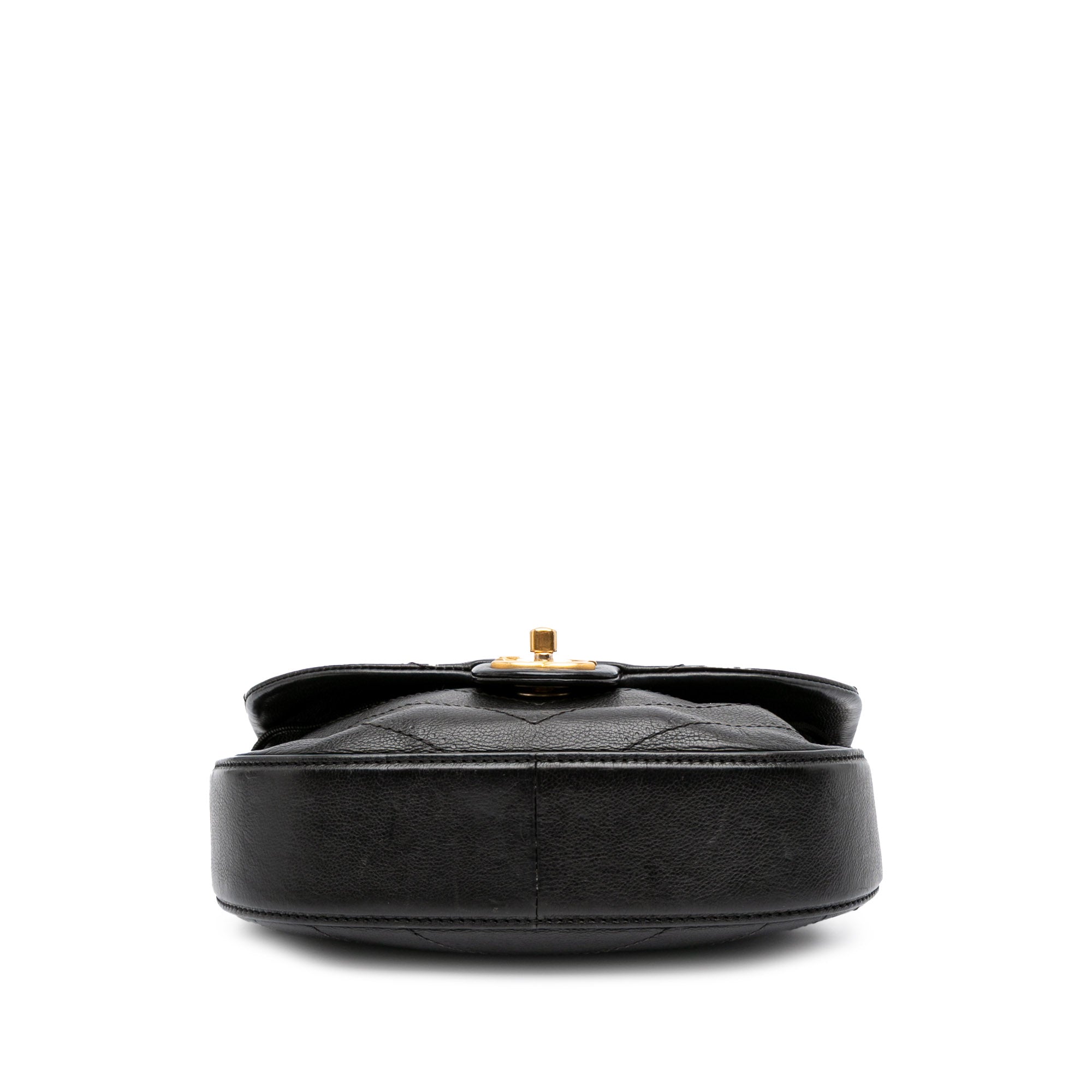 CC Chevron Calfskin Round Flap Satchel