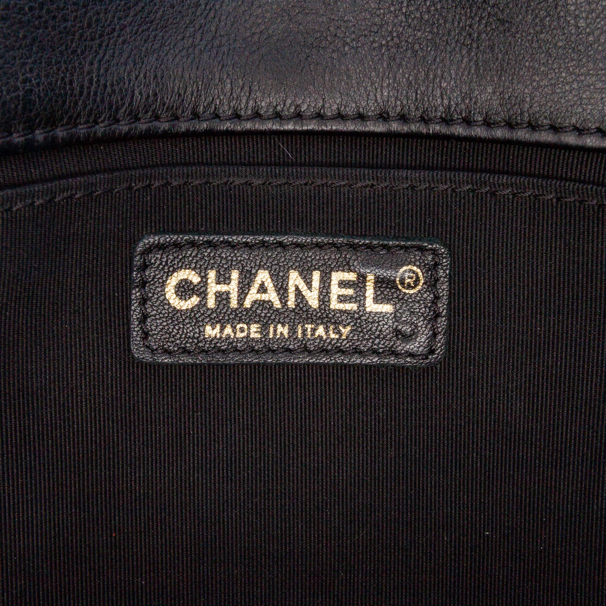 CC Chevron Calfskin Round Flap Satchel