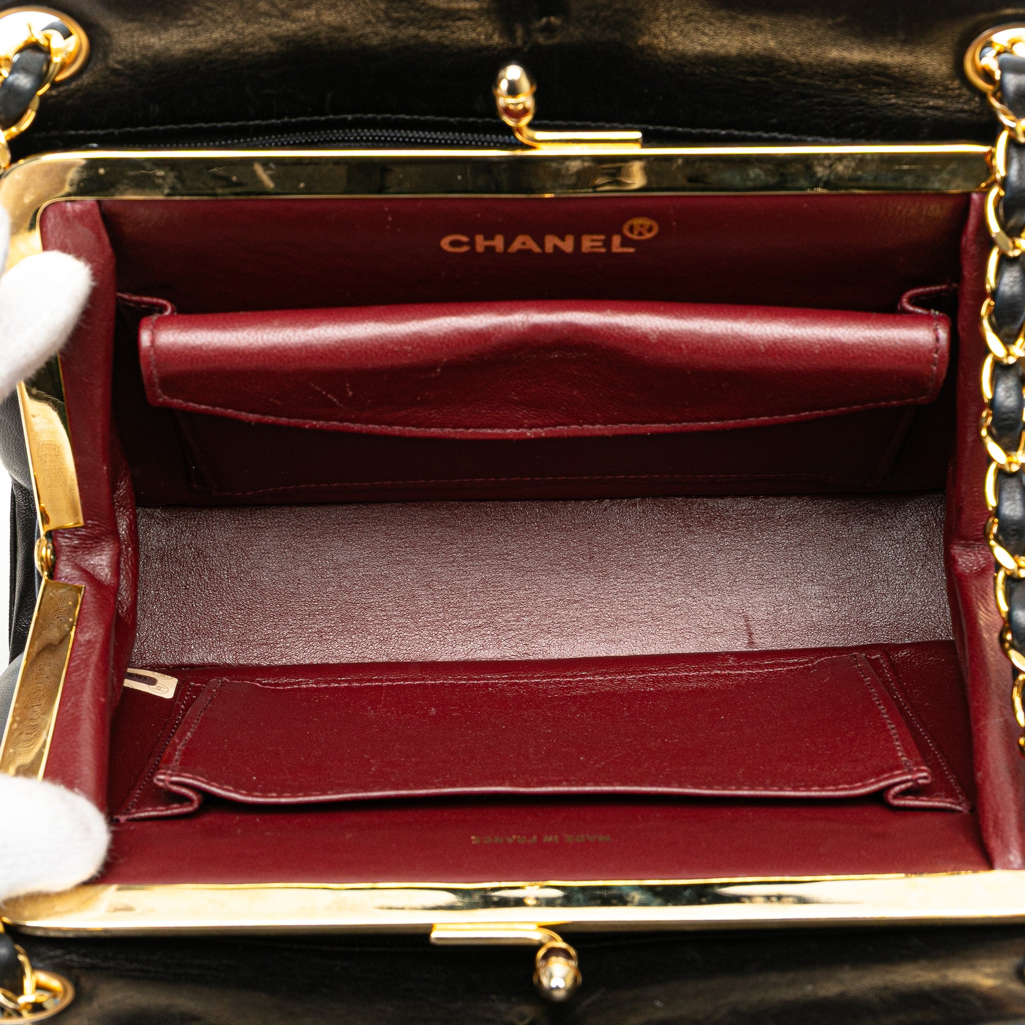 CC Chevron Lambskin Frame Chain Shoulder Bag