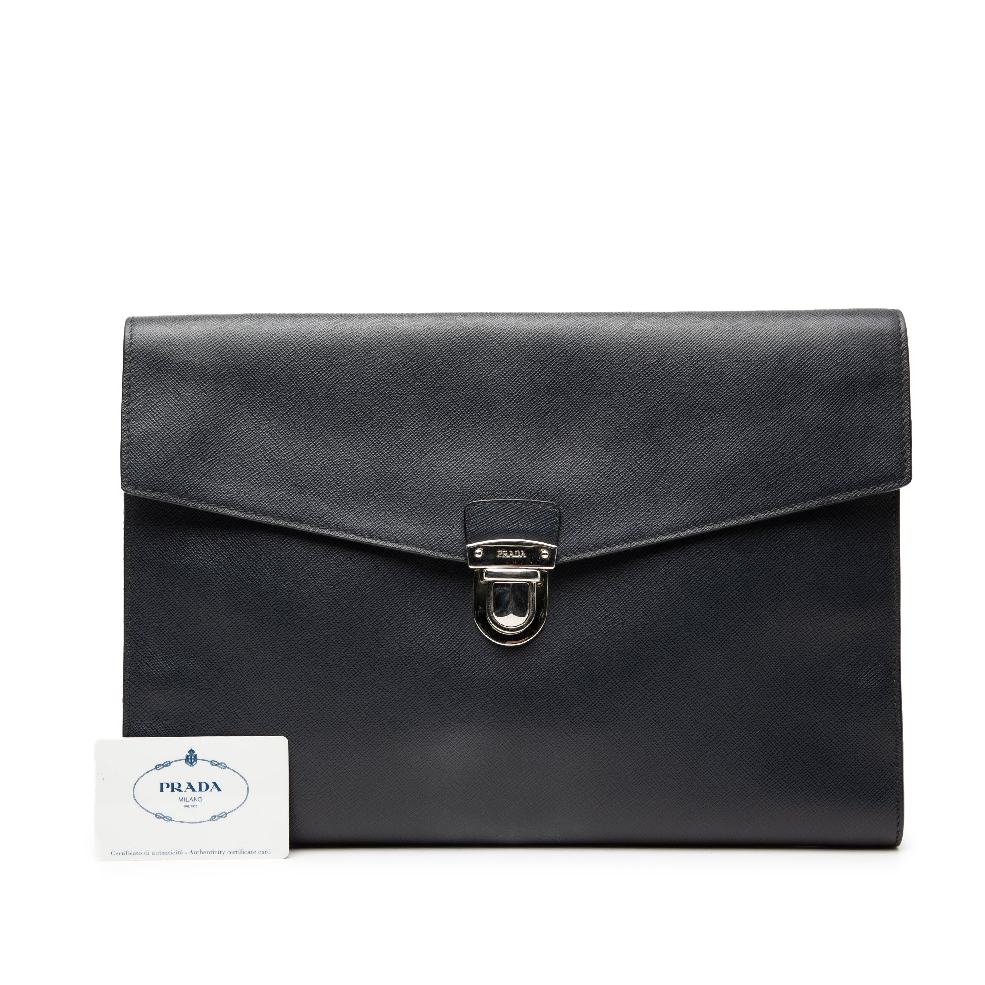 Large Saffiano Lux Envelope Pushlock Clutch