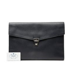 Large Saffiano Lux Envelope Pushlock Clutch