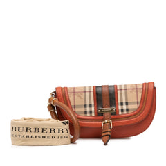 Haymarket Check Coated Canvas and Grained Leather Clutch