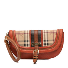 Haymarket Check Coated Canvas and Grained Leather Clutch