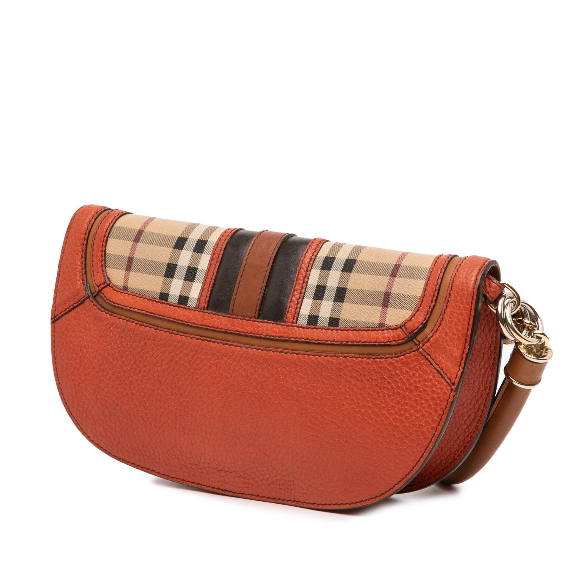 Haymarket Check Coated Canvas and Grained Leather Clutch