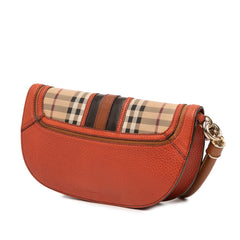 Haymarket Check Coated Canvas and Grained Leather Clutch