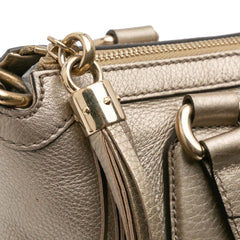 Small Metallic Leather Soho Working Satchel