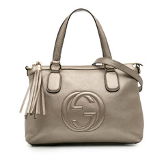 Small Metallic Leather Soho Working Satchel