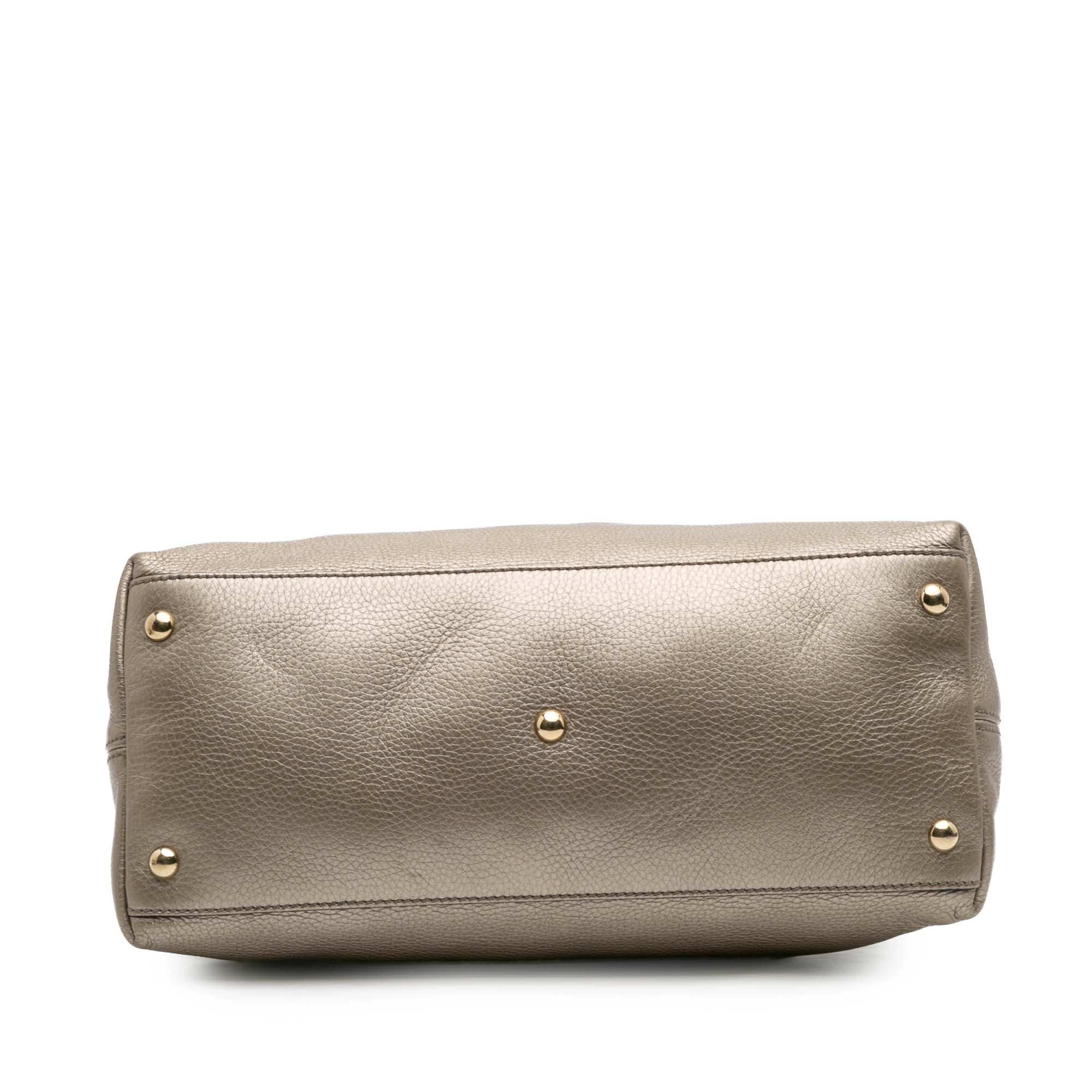 Small Metallic Leather Soho Working Satchel