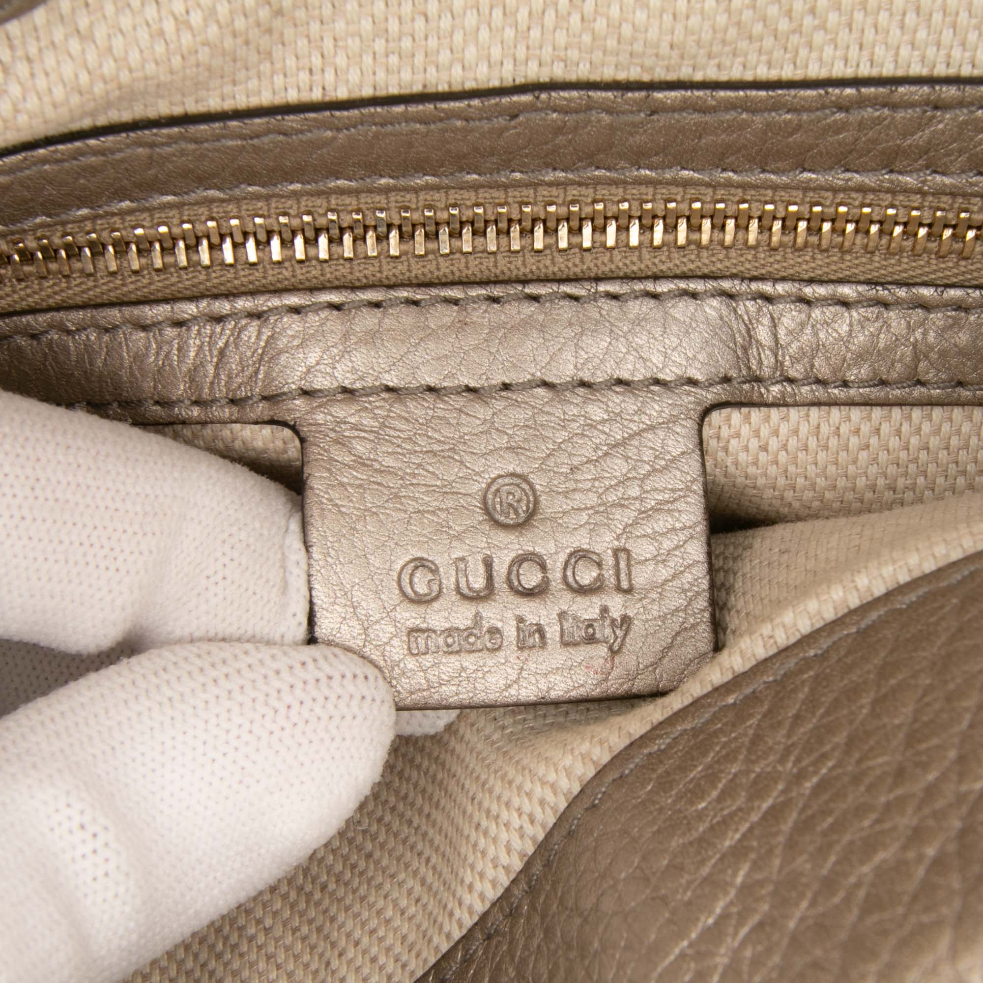 Small Metallic Leather Soho Working Satchel