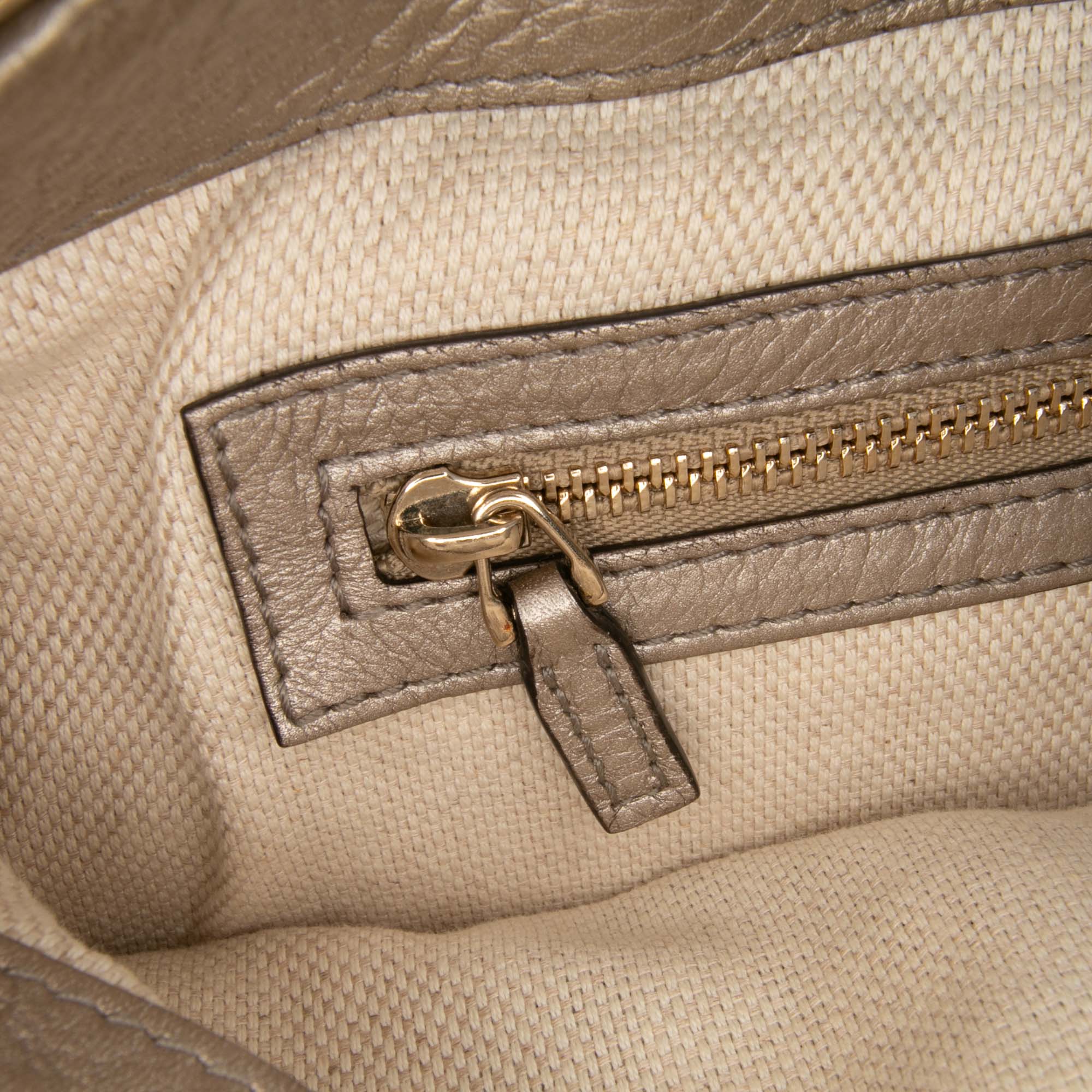 Small Metallic Leather Soho Working Satchel