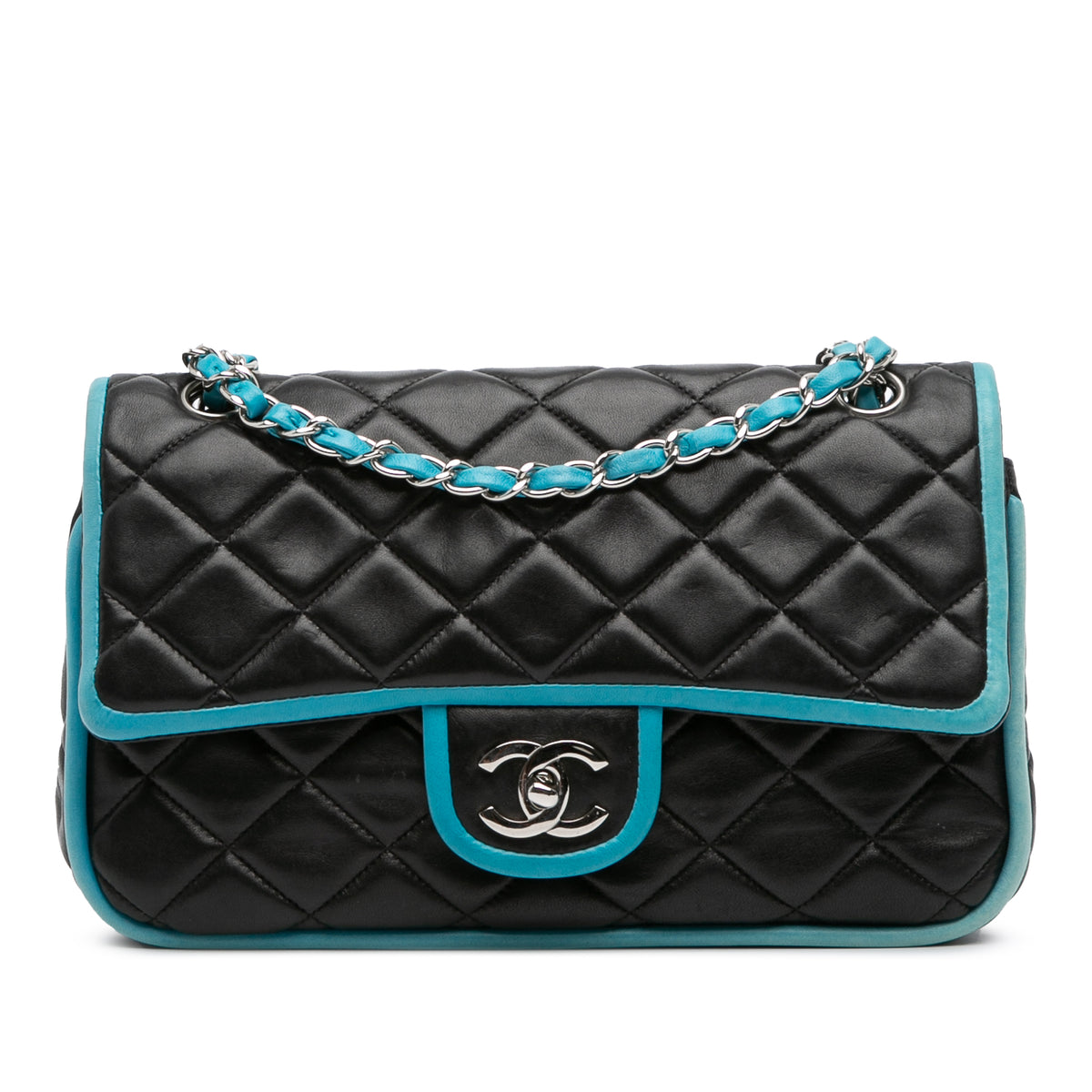 Medium Classic Bicolor Quilted Lambskin Double Flap
