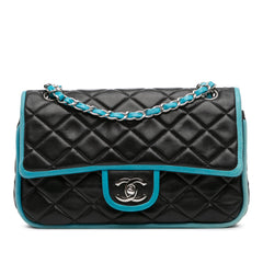 Medium Classic Bicolor Quilted Lambskin Double Flap