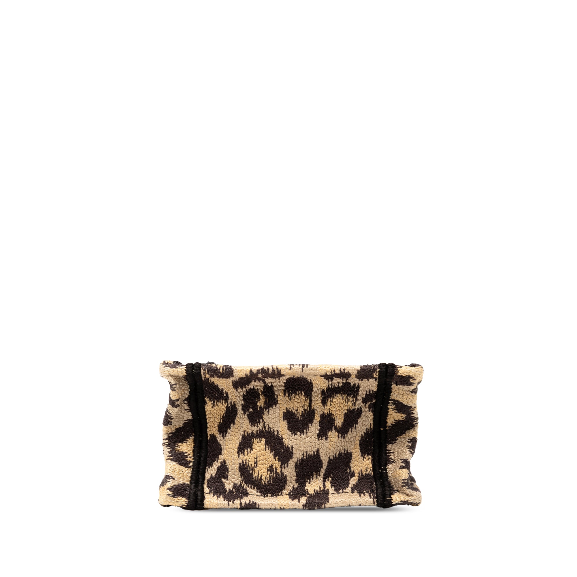 Mizza Mini Embroidered Canvas Leopard Vertical Book Tote