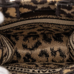 Mizza Mini Embroidered Canvas Leopard Vertical Book Tote