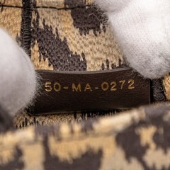 Mizza Mini Embroidered Canvas Leopard Vertical Book Tote