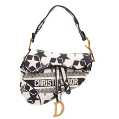 Embroidered Canvas Stars Saddle Bag