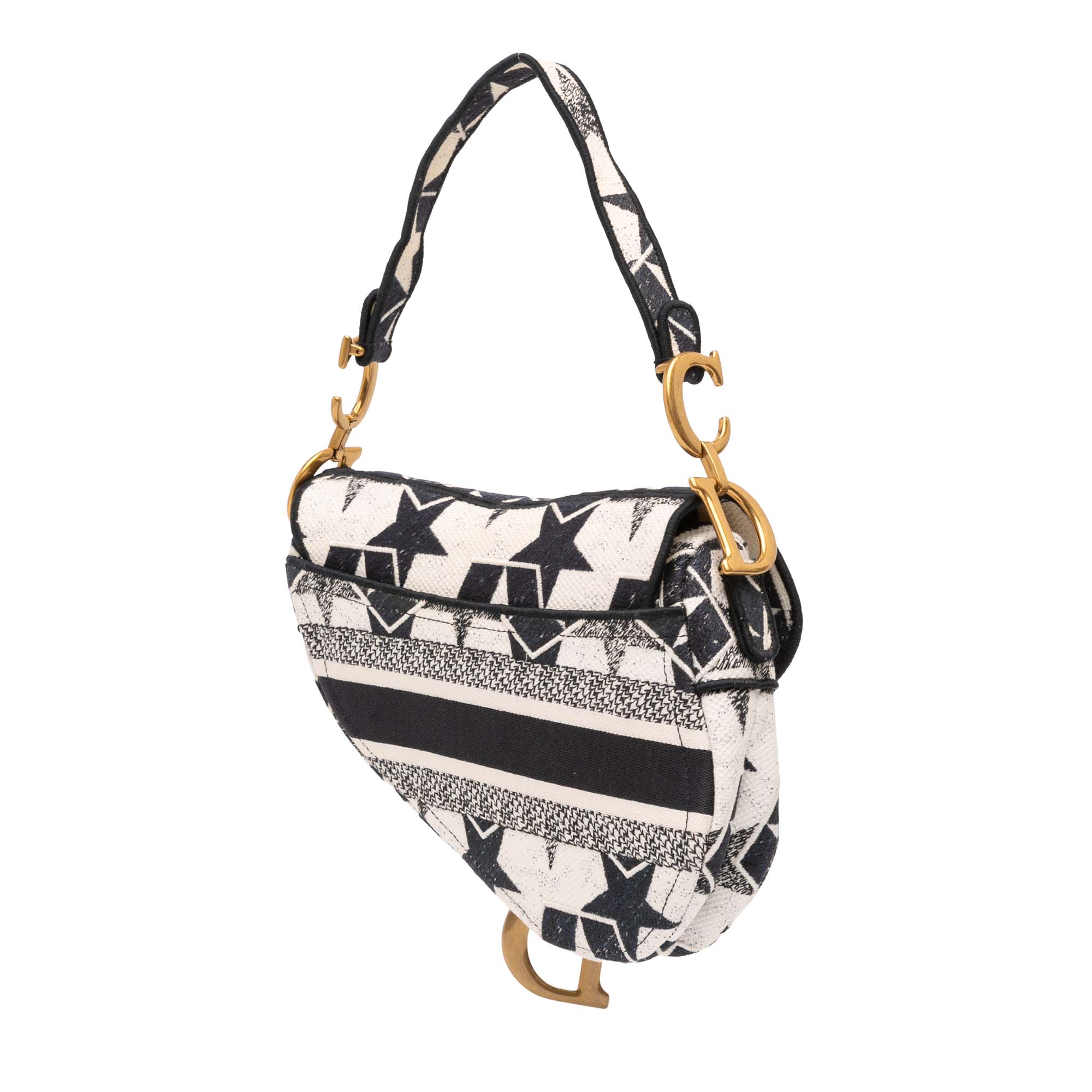 Embroidered Canvas Stars Saddle Bag