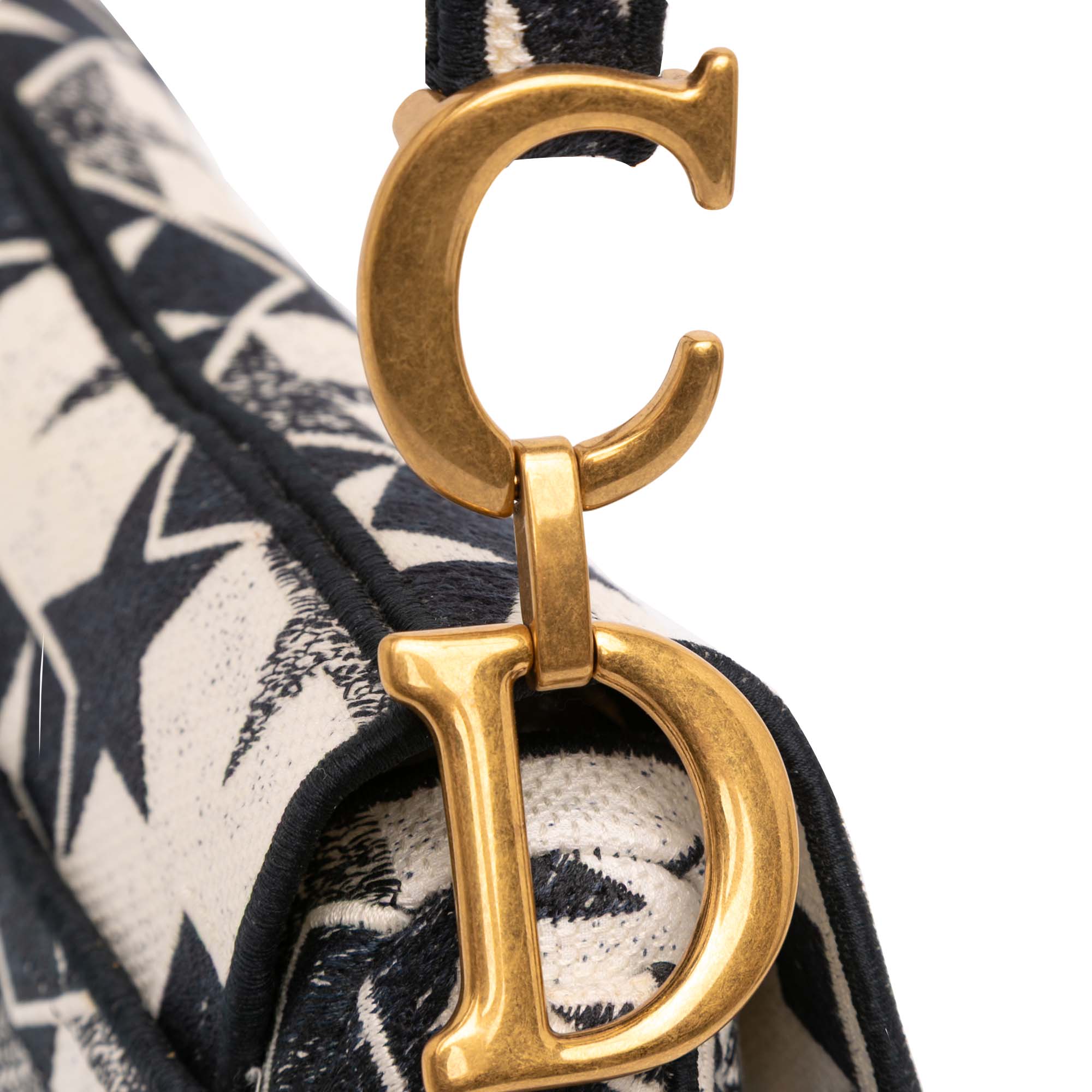 Embroidered Canvas Stars Saddle Bag