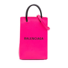 Mini Calfskin Logo Shopping Phone Holder