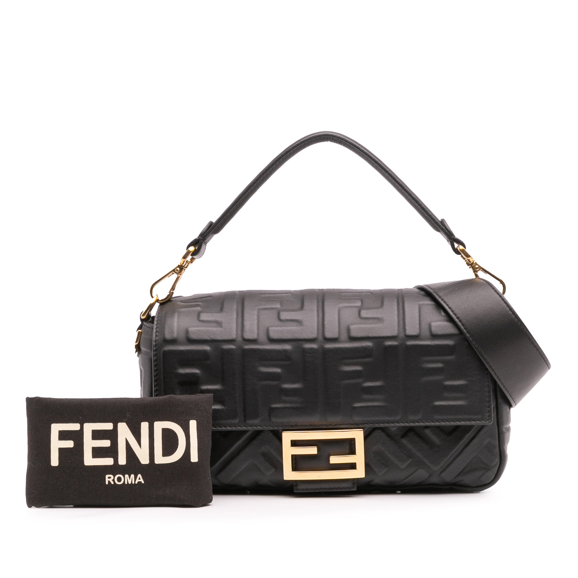 Zucca Embossed Leather Baguette Satchel