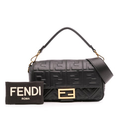 Zucca Embossed Leather Baguette Satchel