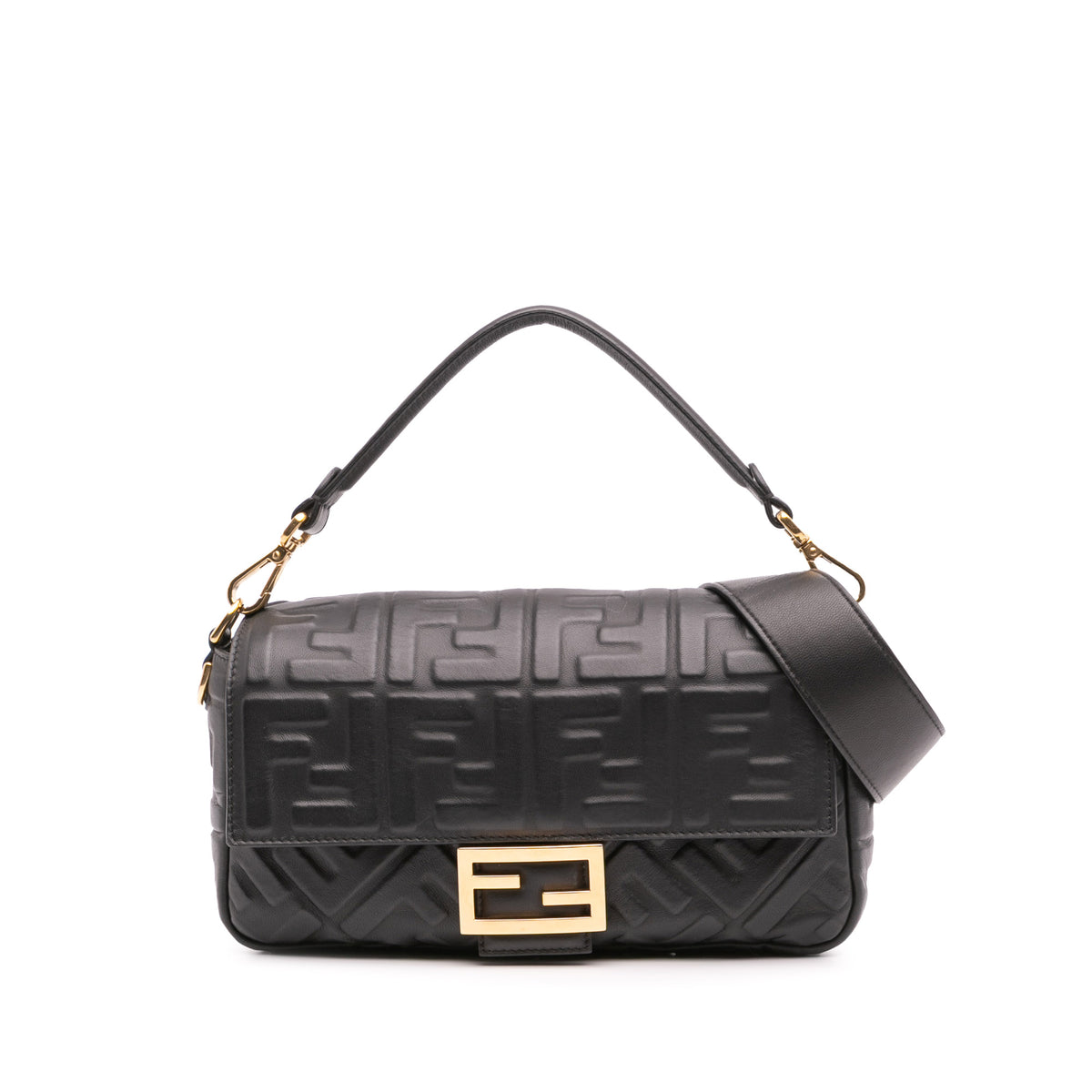 Zucca Embossed Leather Baguette Satchel