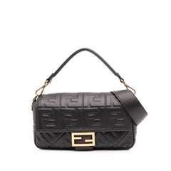Zucca Embossed Leather Baguette Satchel