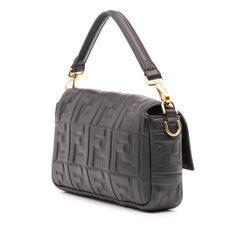 Zucca Embossed Leather Baguette Satchel