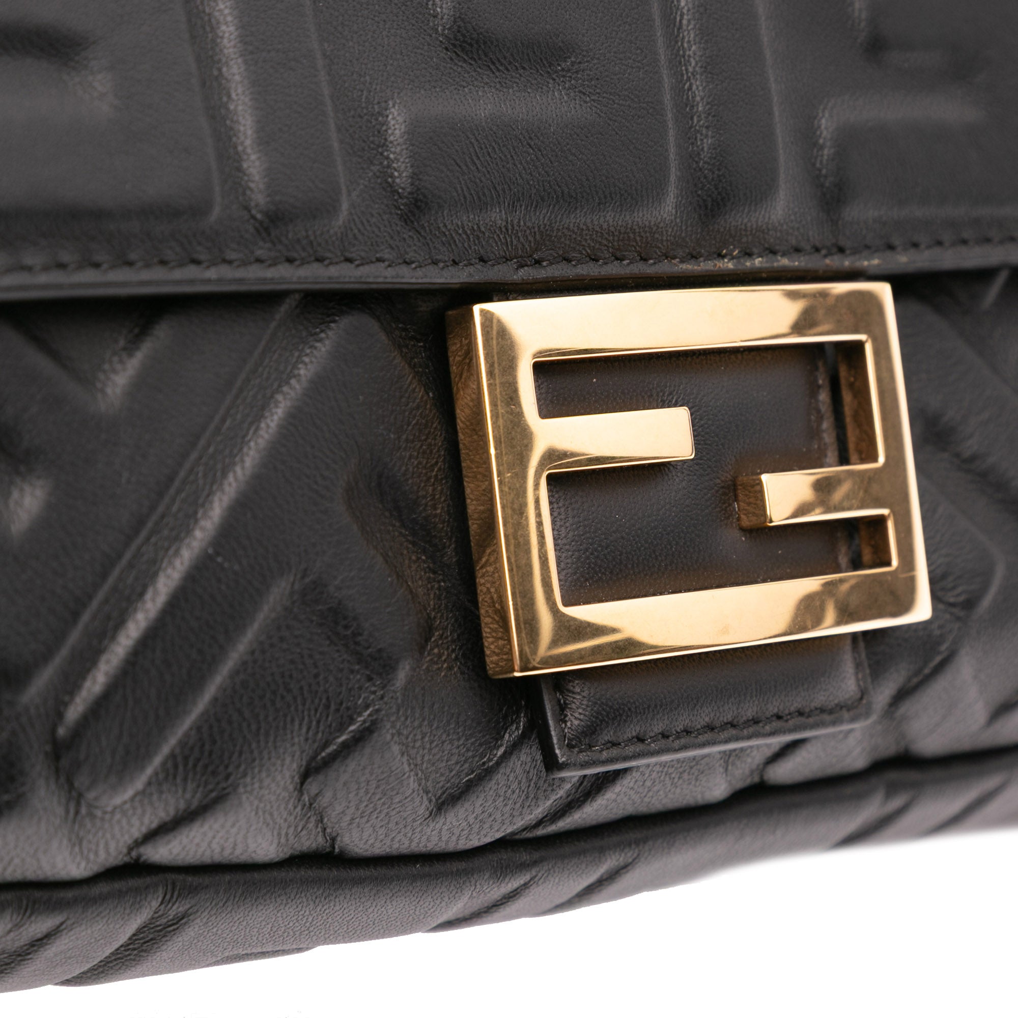 Zucca Embossed Leather Baguette Satchel