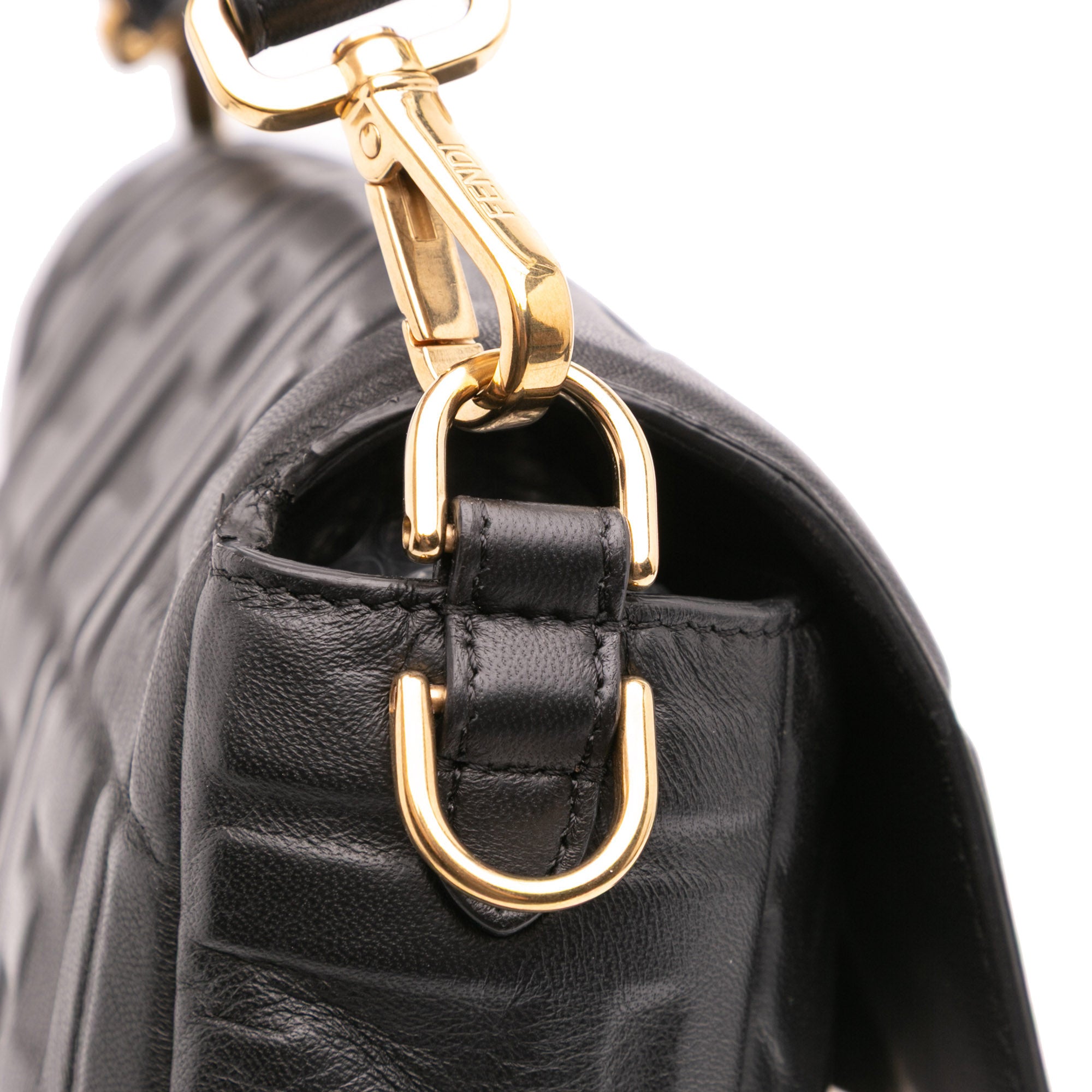 Zucca Embossed Leather Baguette Satchel