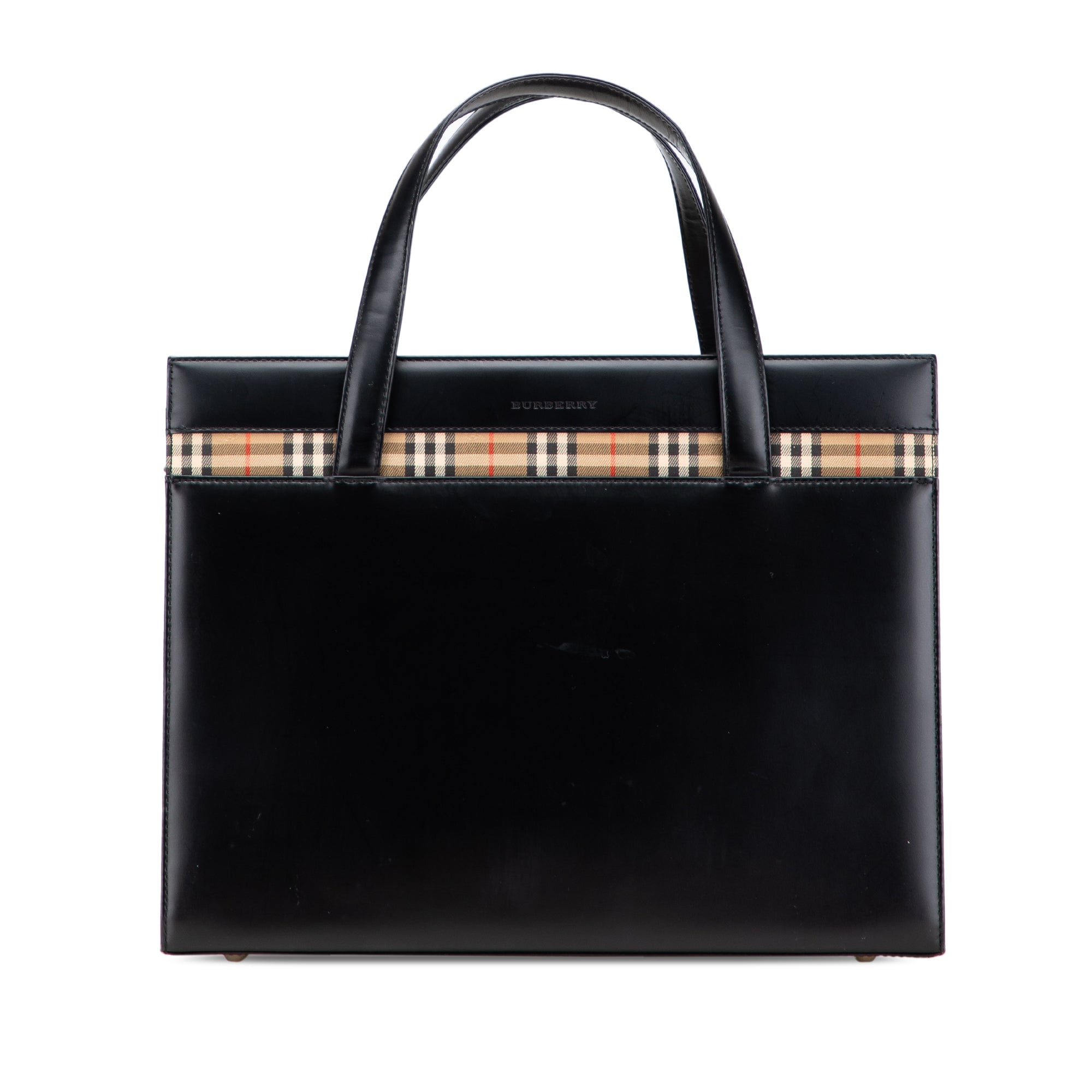 House Check Trimmed Leather Tote