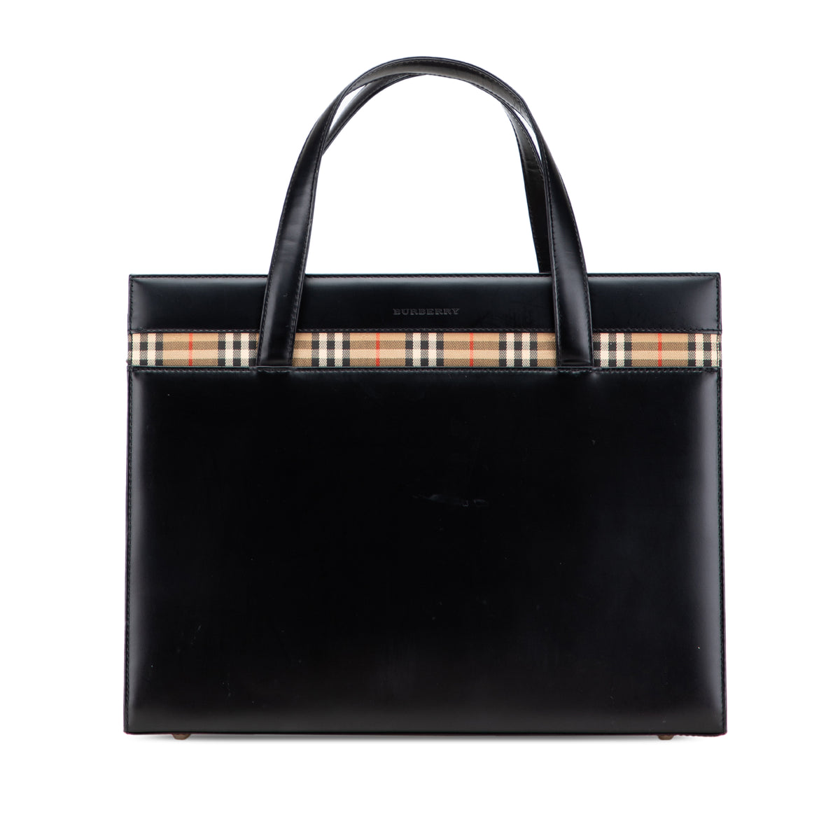 House Check Trimmed Leather Tote
