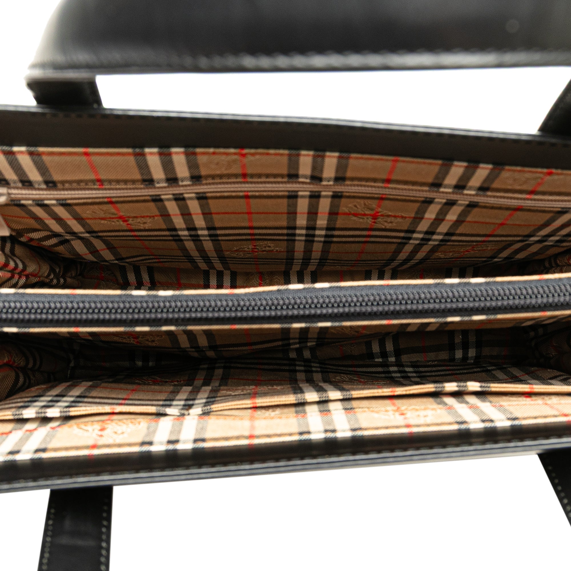 House Check Trimmed Leather Tote