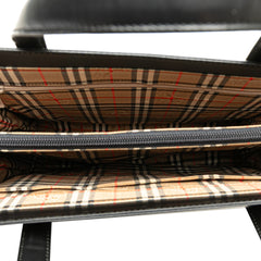 House Check Trimmed Leather Tote
